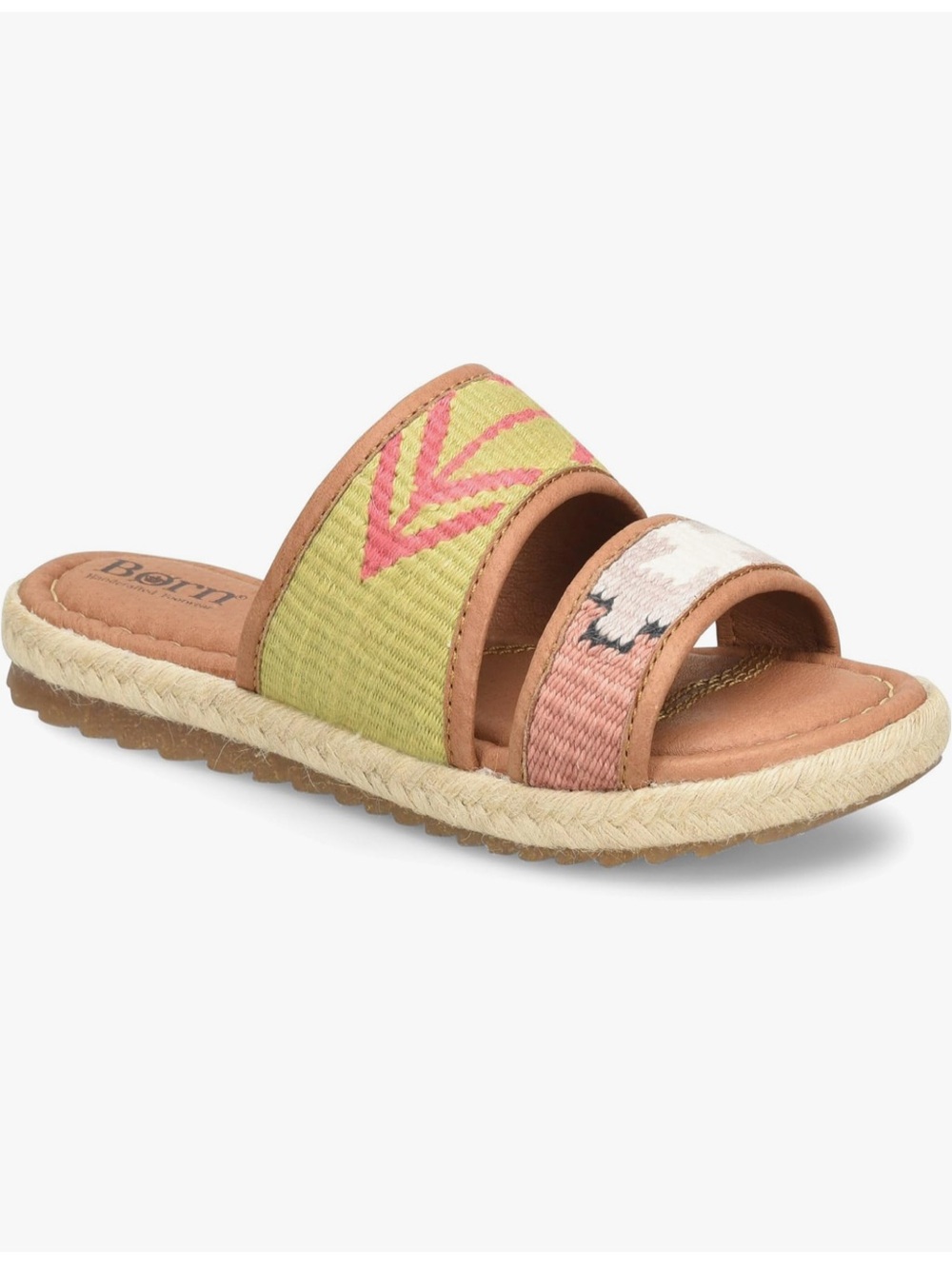 Born Two-Band Slide Sandals in Green and Pink - Picture 2 of 9